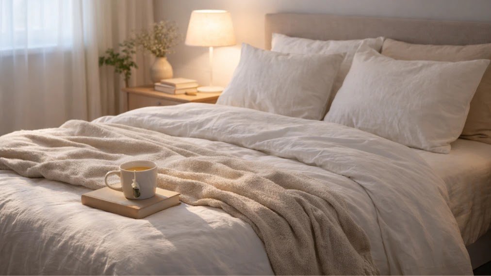 Peaceful bedroom setup optimized for quality sleep and longevity Peaceful bedroom setup optimized for quality sleep and longevity